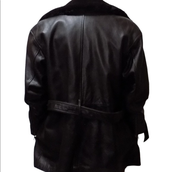 WILSONS Vintage Brown Leather Coat with Faux Fur Collar, Size XL. - Picture 4 of 17